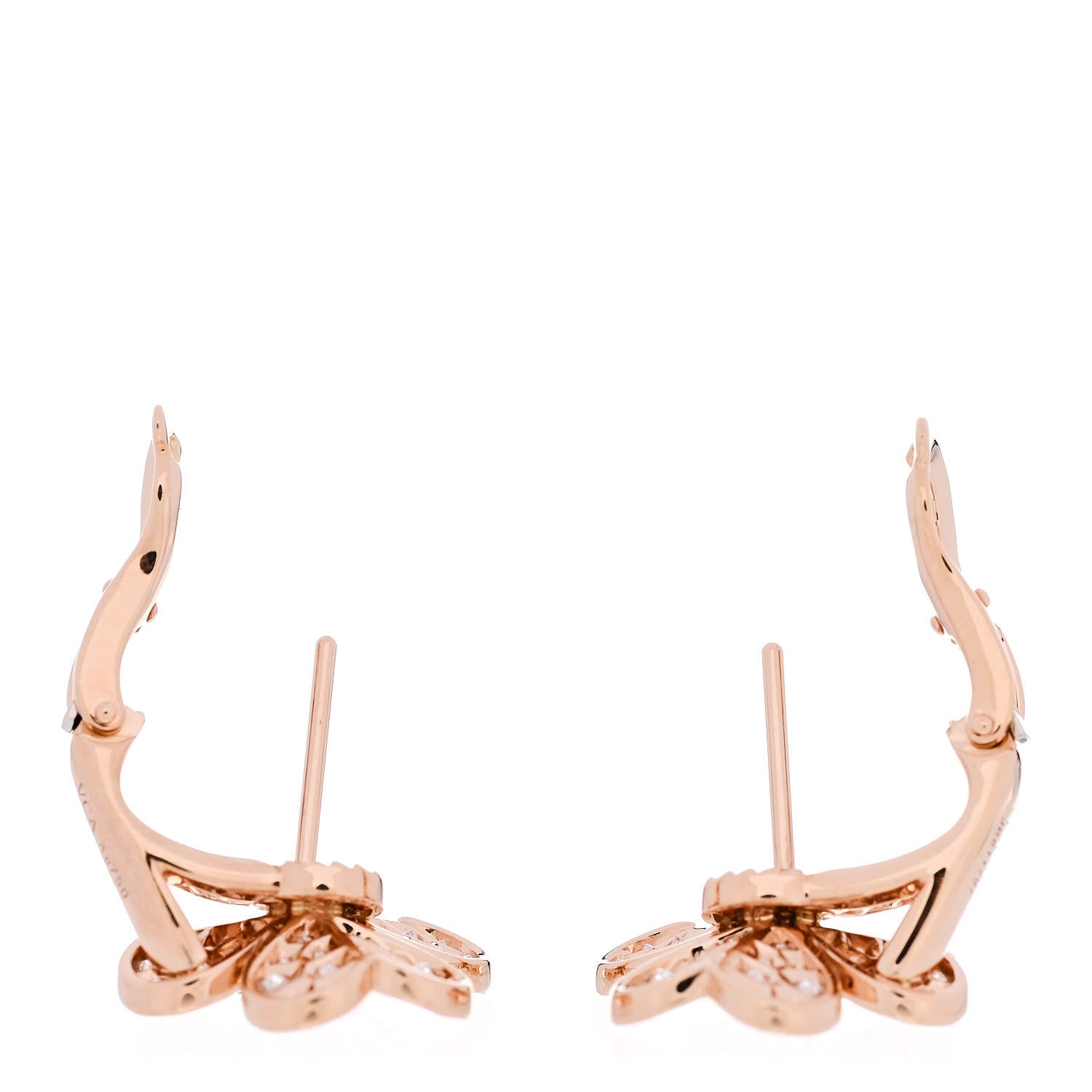 Van Cleef & Arpels 18K Rose Gold Diamond Small Frivole Pave Earrings 3 of 5