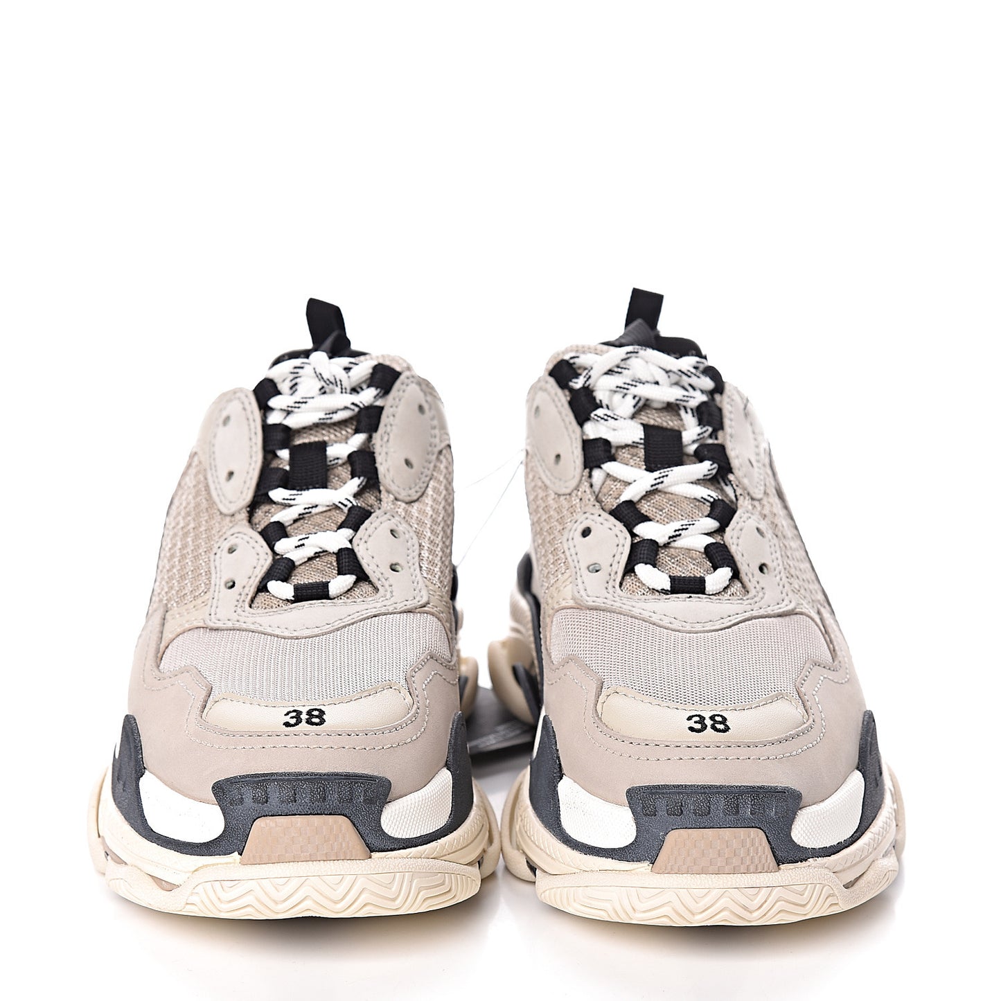 Fabric Mesh Womens Triple S Sneakers 38 Beige Black