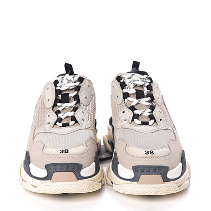 Balenciaga Fabric Mesh Womens Triple S Sneakers 38 Beige Black 2 of 9
