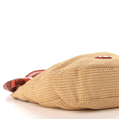 Jimmy Choo Raffia Snakeskin Sky Hobo Orange 8 of 10
