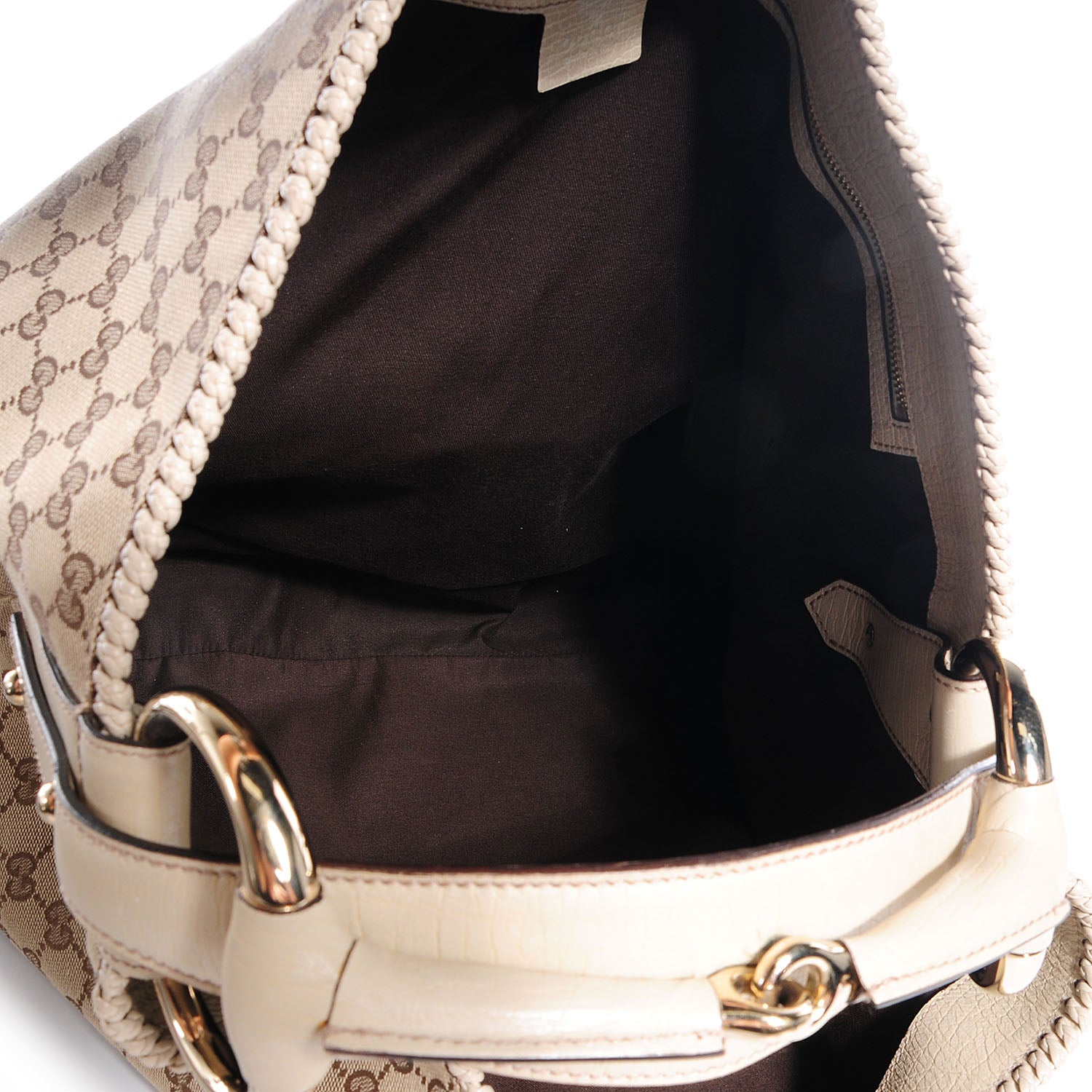 Gucci Monogram Large Horsebit Chain Hobo Off White 6 of 9
