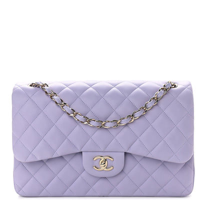 Chanel Lambskin Quilted Jumbo Double Flap Light Purple 1 of 8