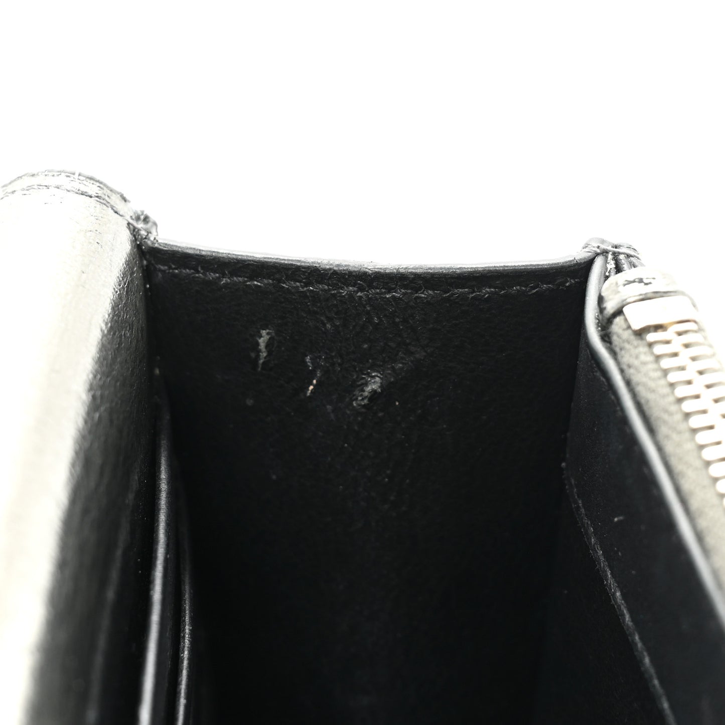 Metallic Crackled Calfskin Kate Monogram Tassel Chain Wallet Antracite Black
