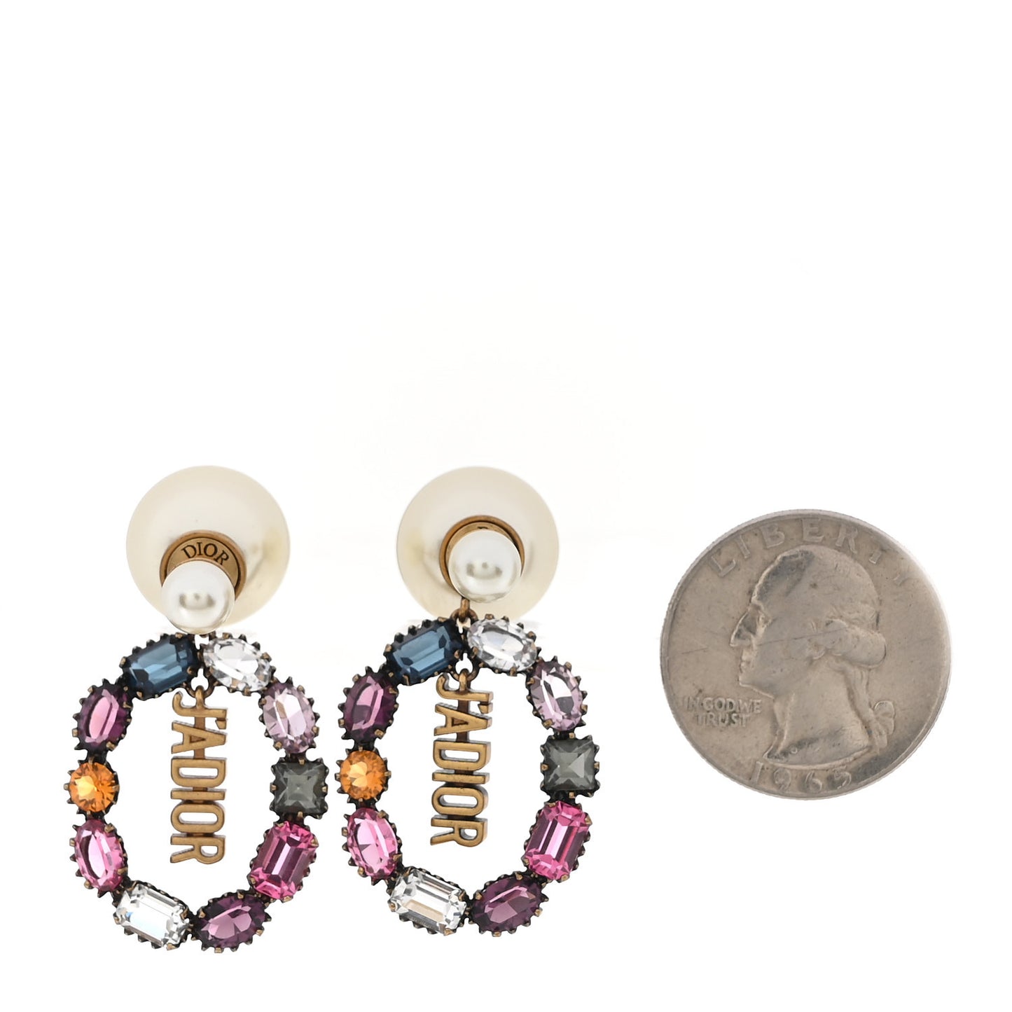 Pearl Crystal J'adior Tribal Earrings Gold Multicolor