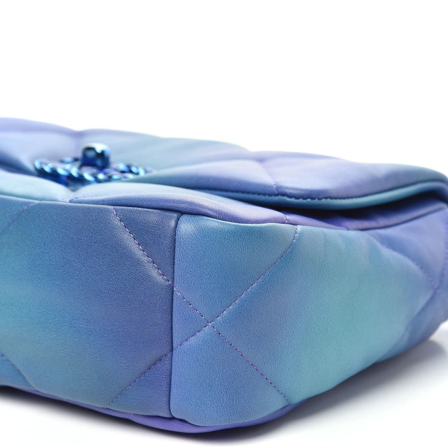 Tie Dye Calfskin Quilted Medium 19 Flap Blue Purple