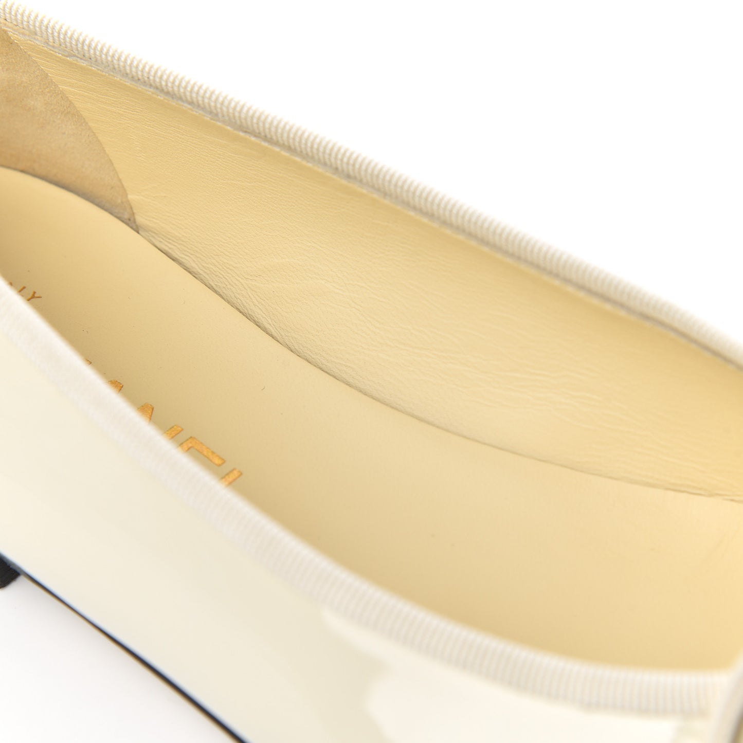 Patent CC Cap Toe Ballerina Flats 37.5 Beige Black