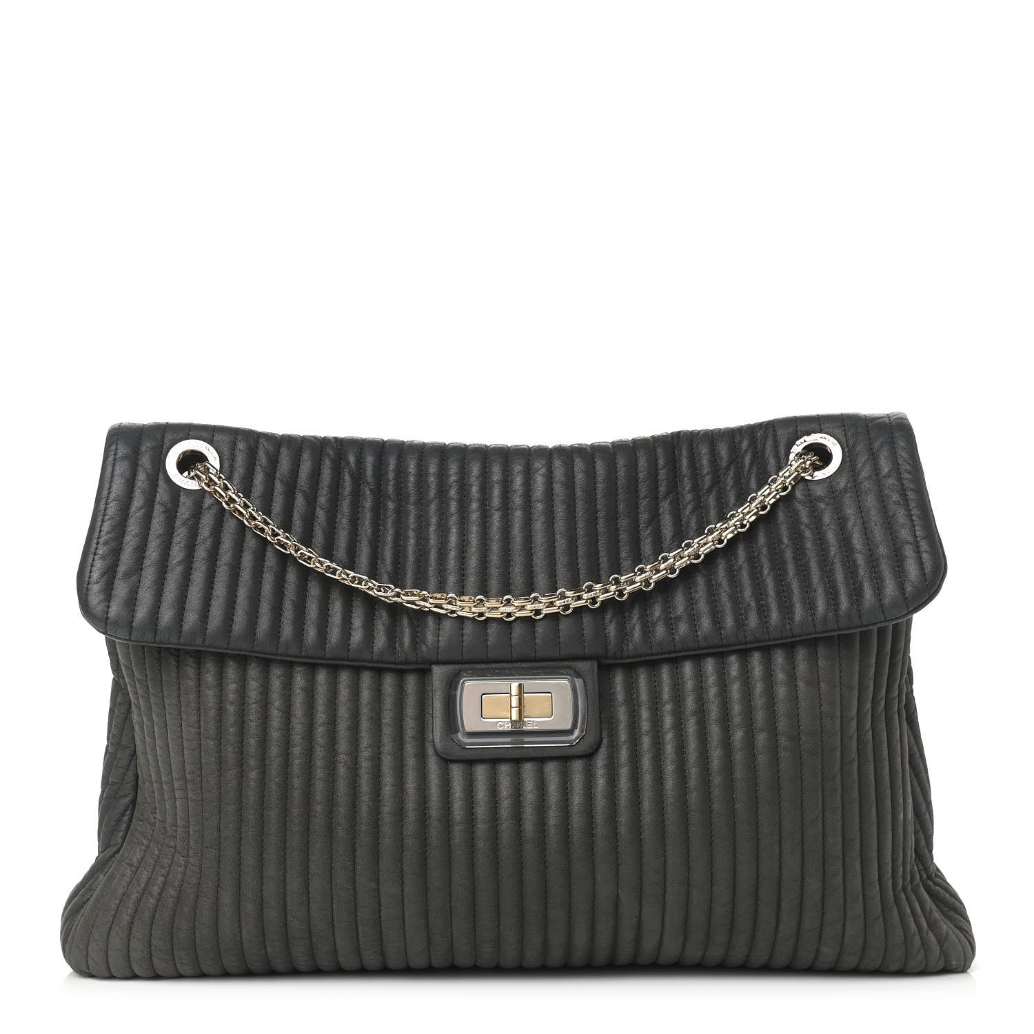 Chanel Iridescent Calfskin Vertical Quilted Mademoiselle Lock Bijoux Flap Shoulder Bag Black 1 of 9