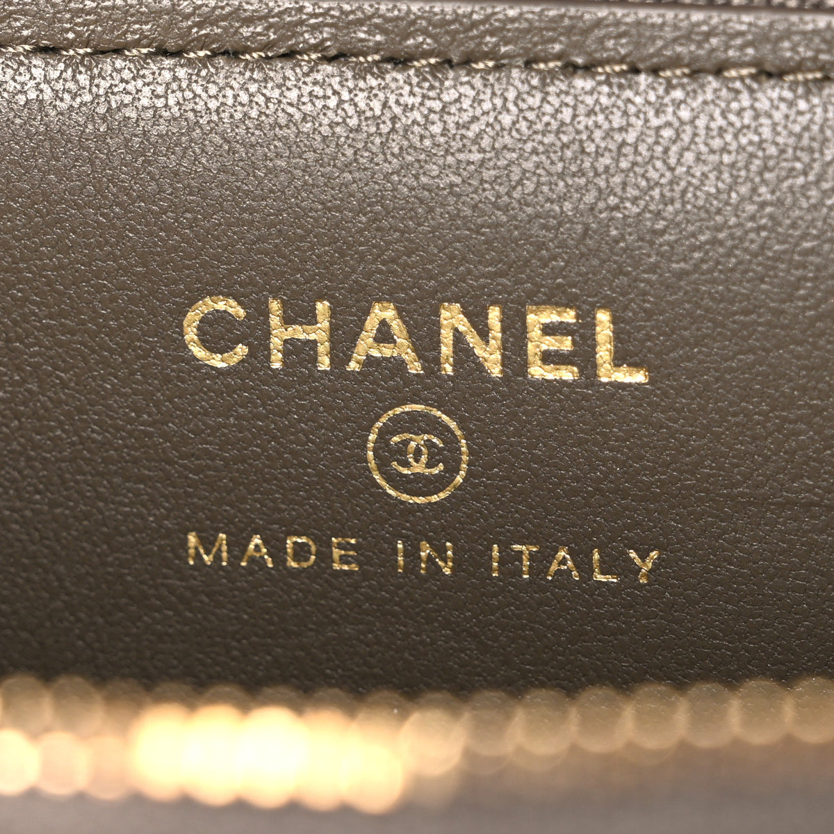 Chanel Calfskin Lizard Embossed Zip Card Holder Dark Khaki 6 of 8