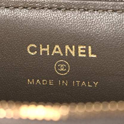 Chanel Calfskin Lizard Embossed Zip Card Holder Dark Khaki 6 of 8