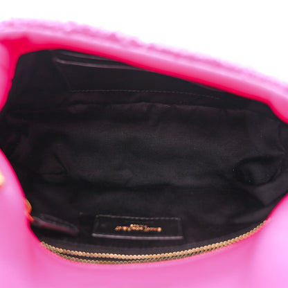 Saint Laurent SAINT LAURENT Boucle Tweed Quilted Toy Loulou Puffer Monogram Chain Satchel Magenta 5 of 11