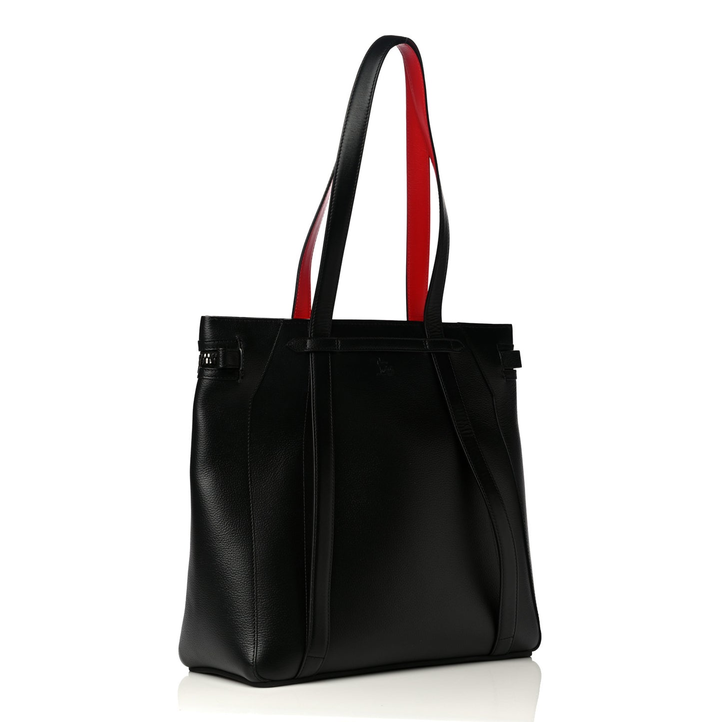 Grained Calfskin Studded Tote Black