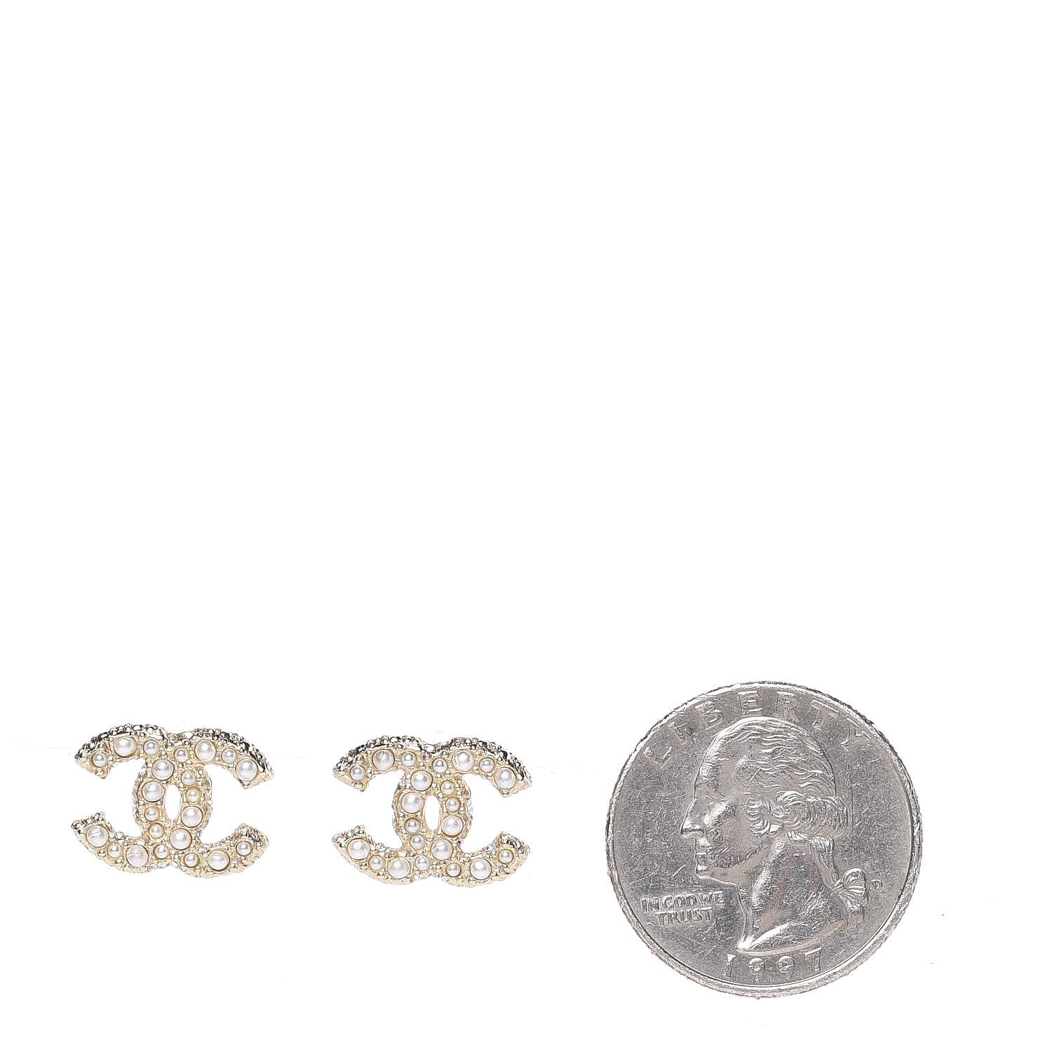 Chanel Pearl CC Earrings Light Gold 2 of 5