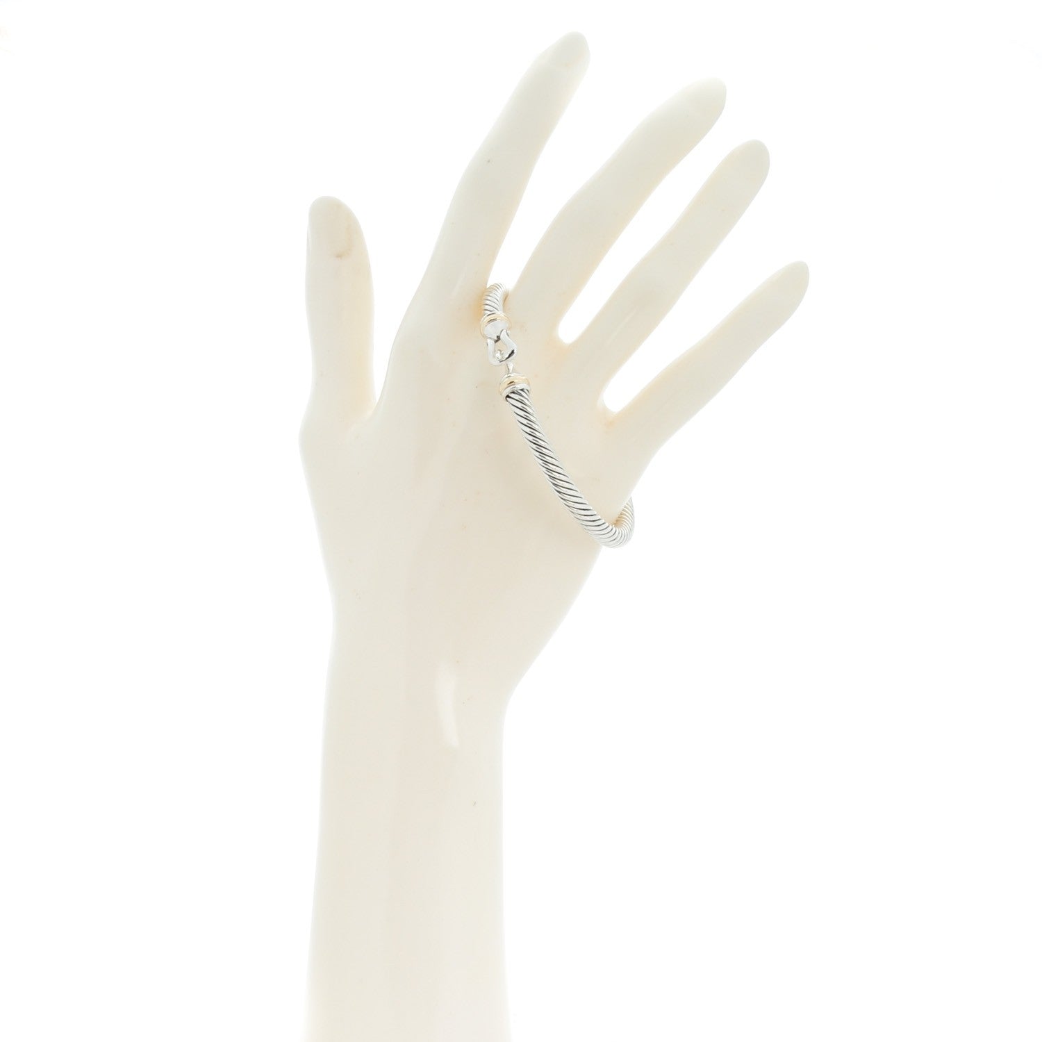 David Yurman Sterling Silver 18K Yellow Gold 5mm Cable Classic Buckle Bracelet 2 of 6