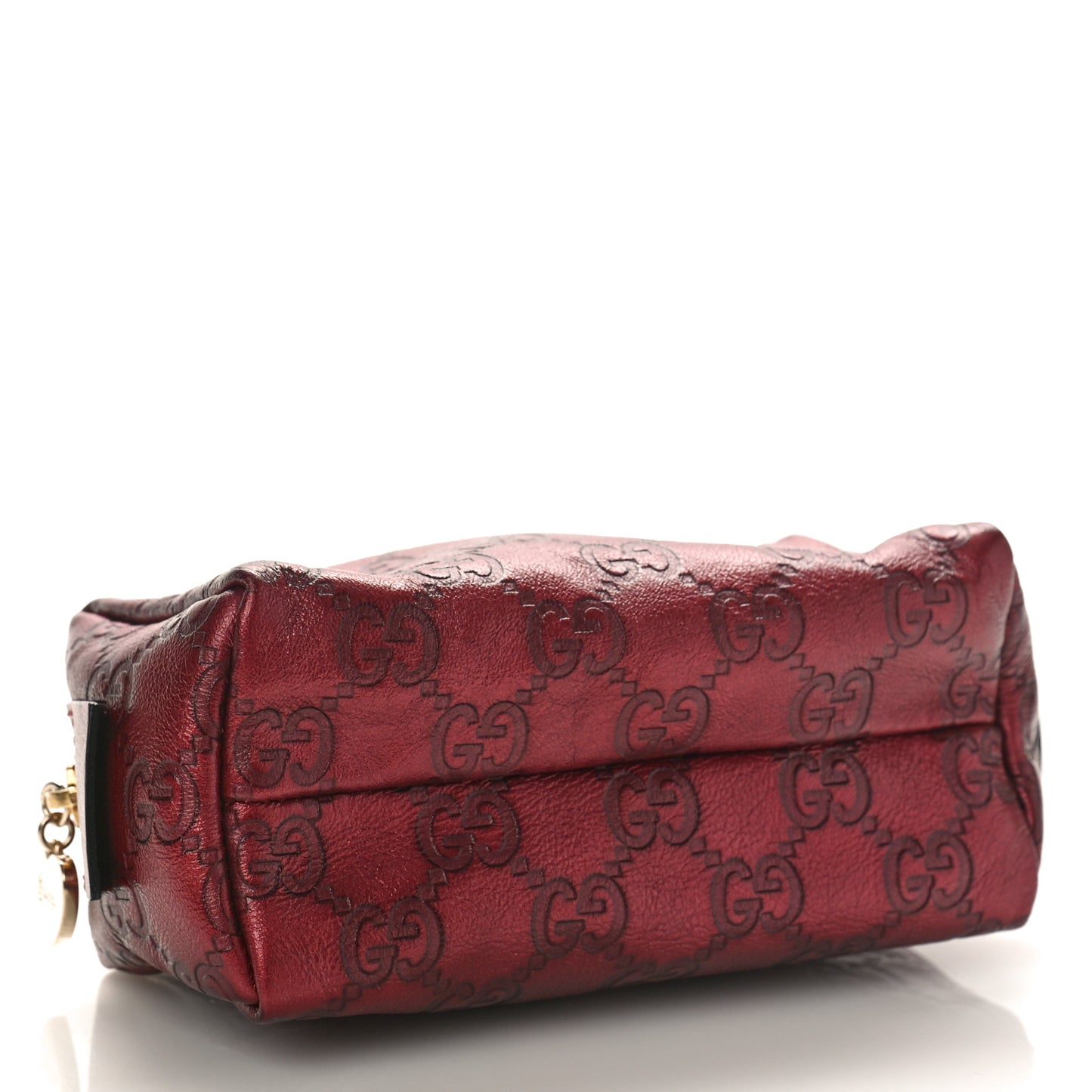 Metallic Guccissima Small Cosmetic Case Red