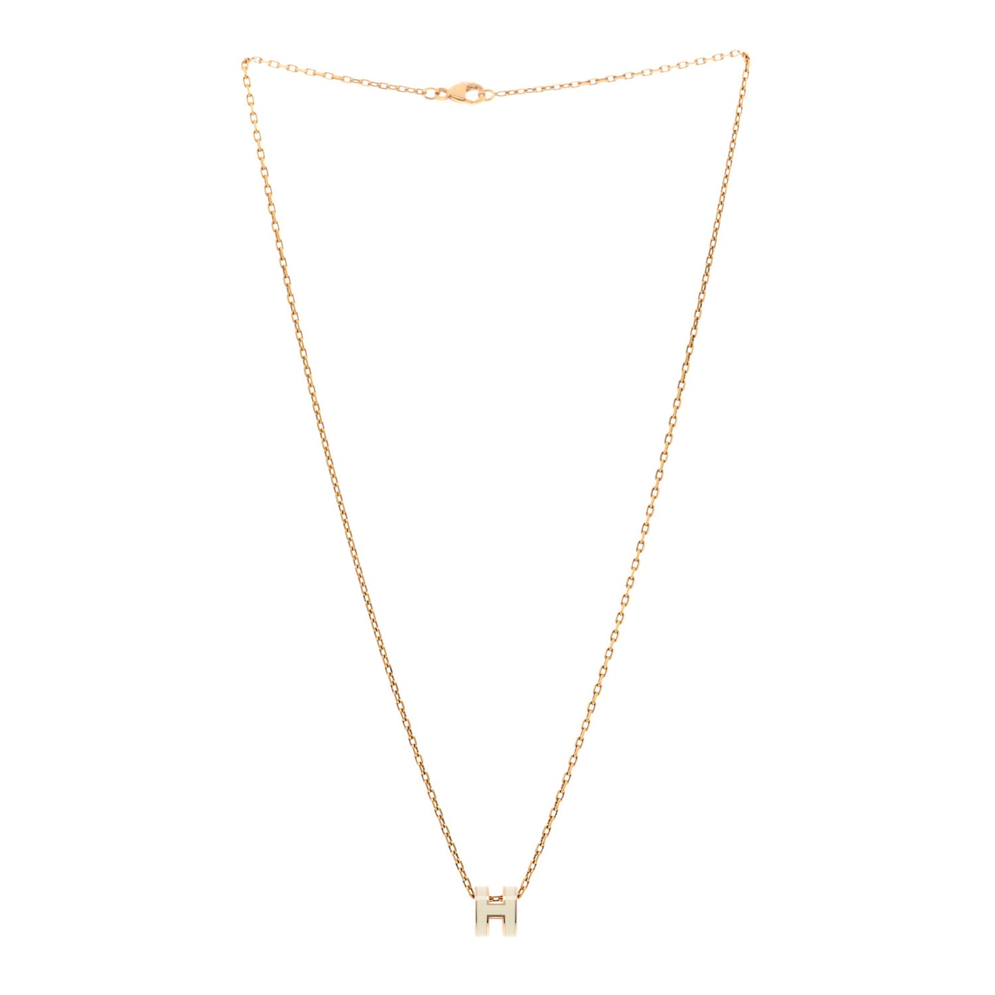 Lacquered Gold Mini Pop H Pendant Necklace White