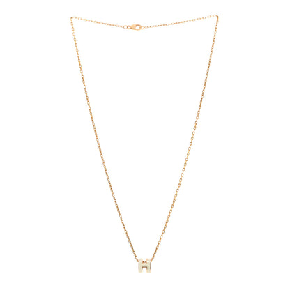 Hermes Lacquered Gold Mini Pop H Pendant Necklace White 3 of 7