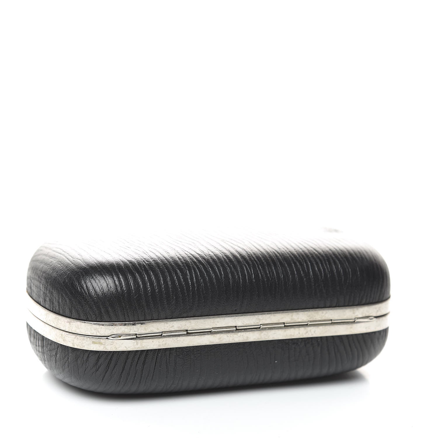 Alexander McQueen Textured Lambskin Skull Box Clutch Black 4 of 10