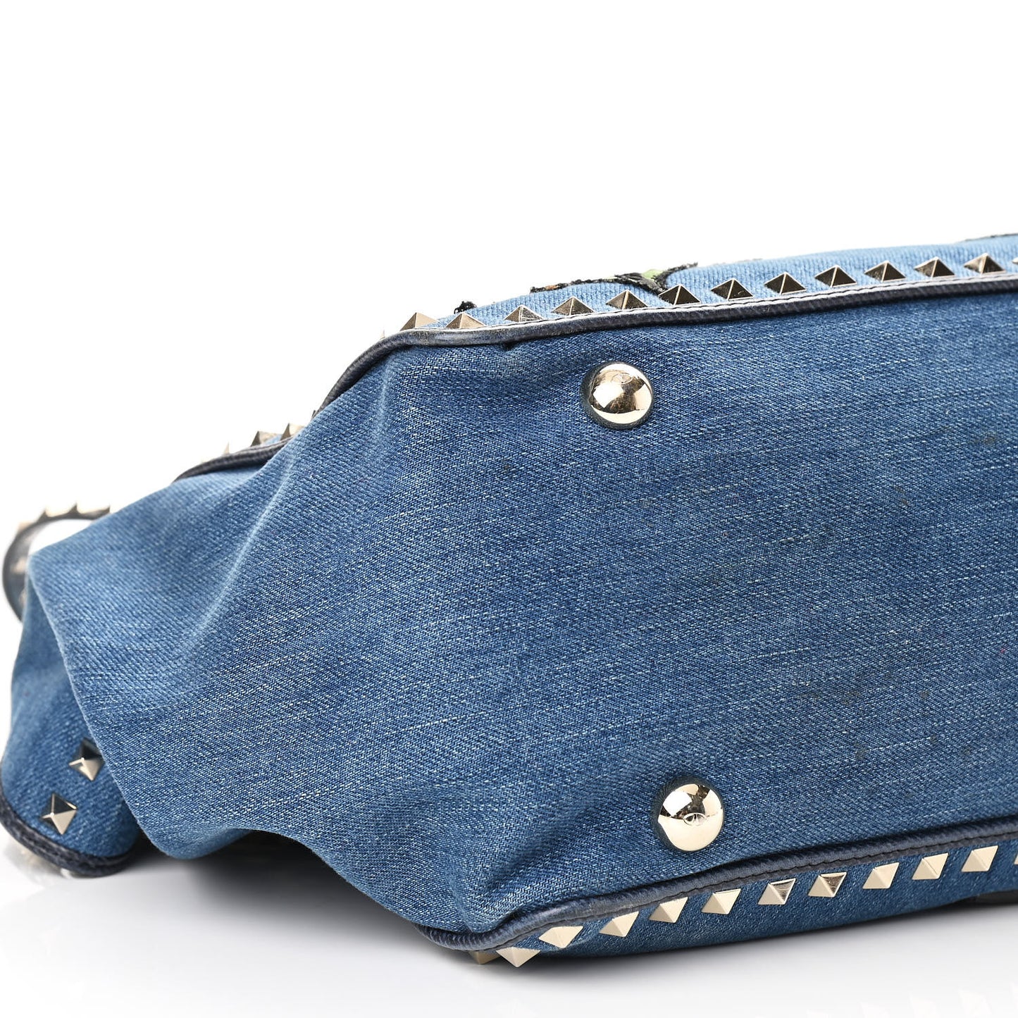 Denim Butterfly Embroidered Medium Rockstud Tote Light Denim Multicolor