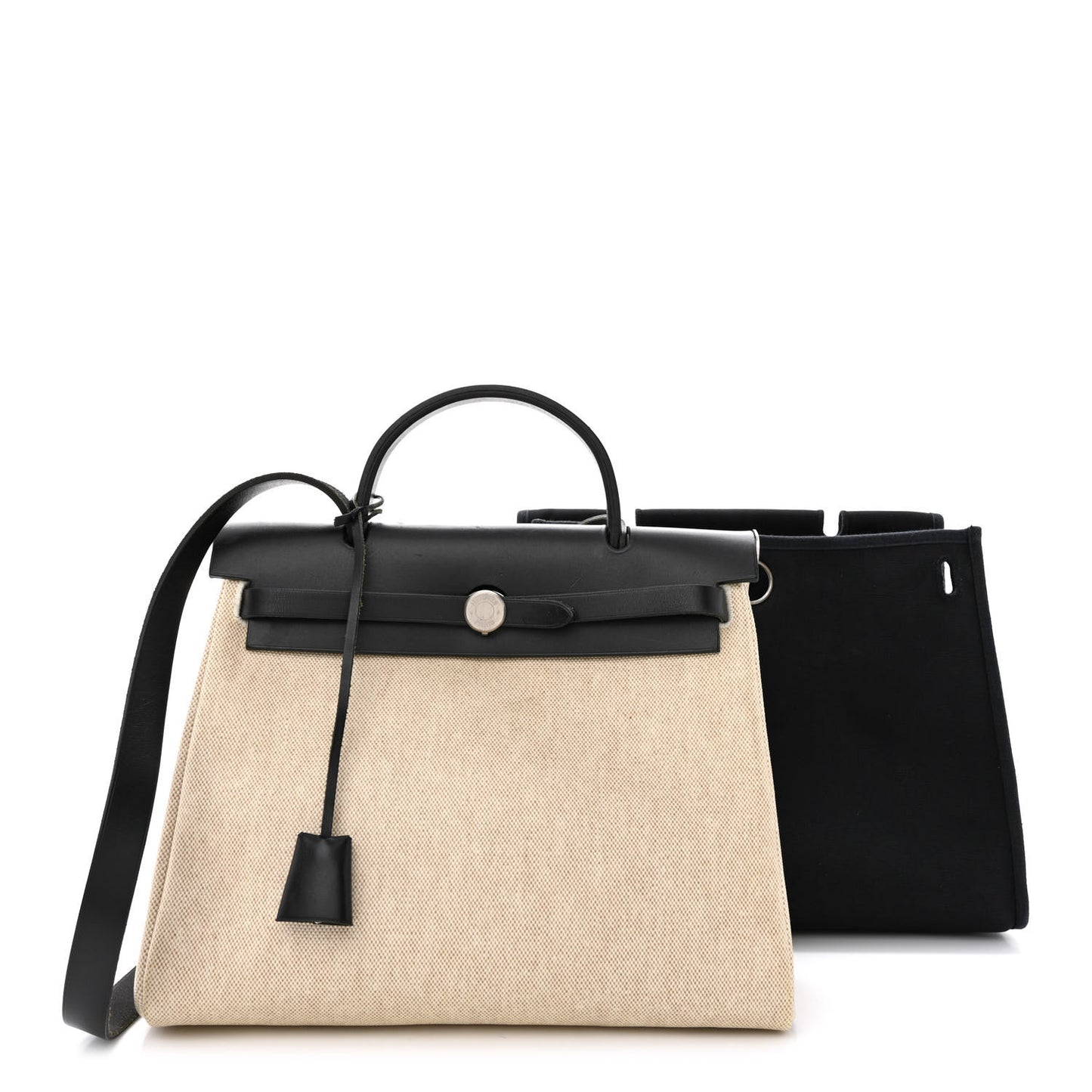 Toile Vache Calfskin Herbag 30 PM Ficelle Black
