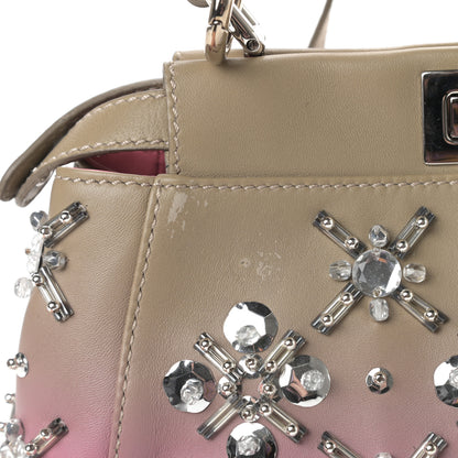 Fendi Nappa Crystal Beaded Ombre Mini Peekaboo Iconic Satchel Pink Beige 13 of 14