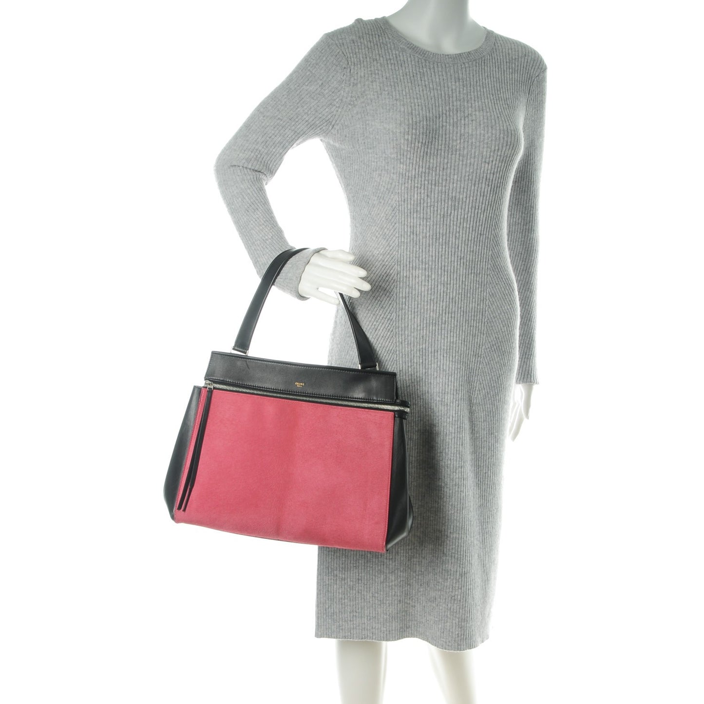 Pony Hair Medium Edge Shoulder Bag Pink