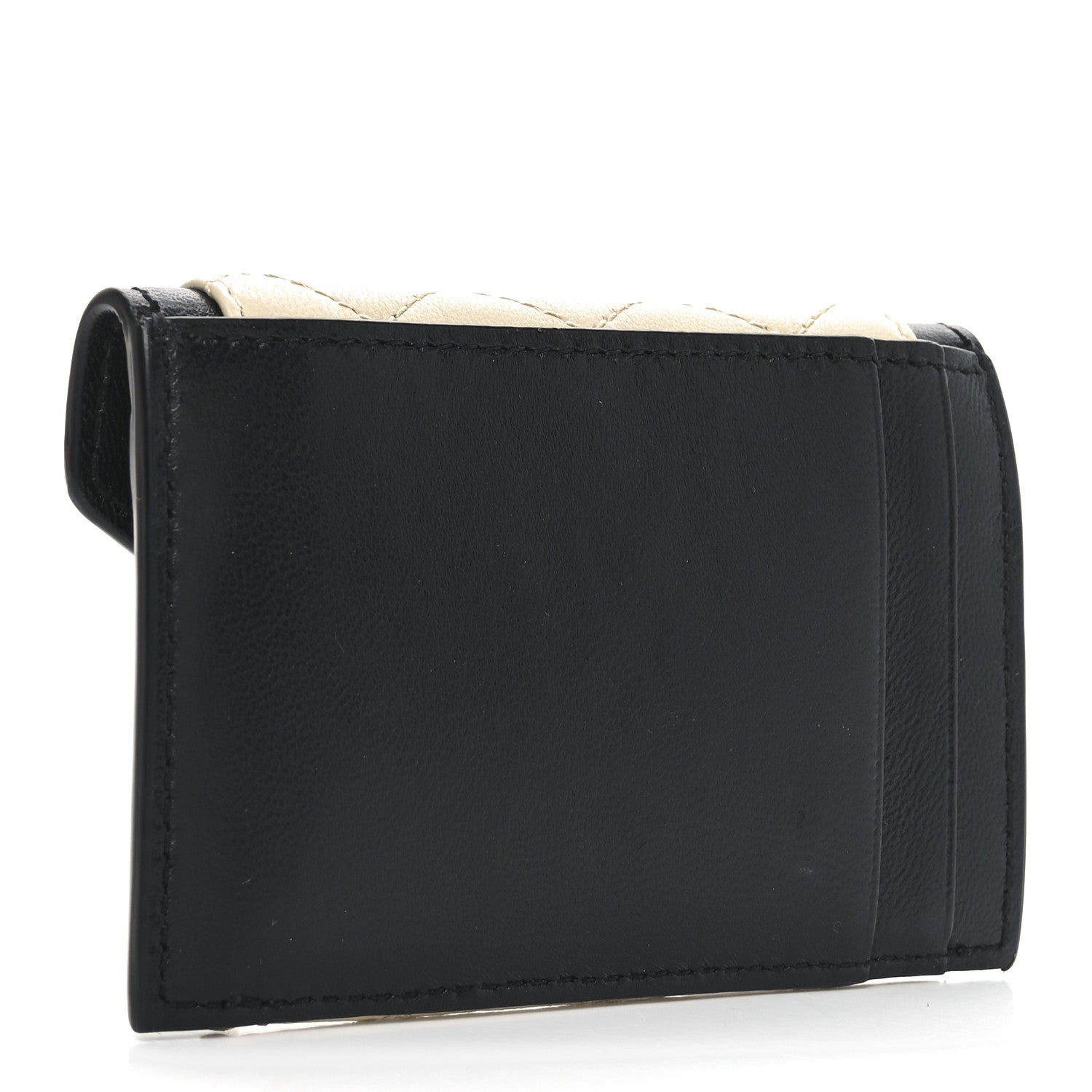 Saint Laurent Lambskin Quilted Monogram Gaby Small Envelope Card Case Black White 3 of 6