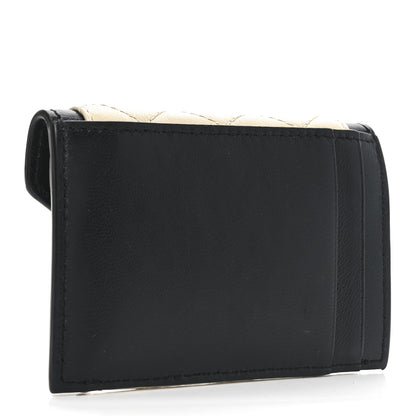Saint Laurent Lambskin Quilted Monogram Gaby Small Envelope Card Case Black White 3 of 6