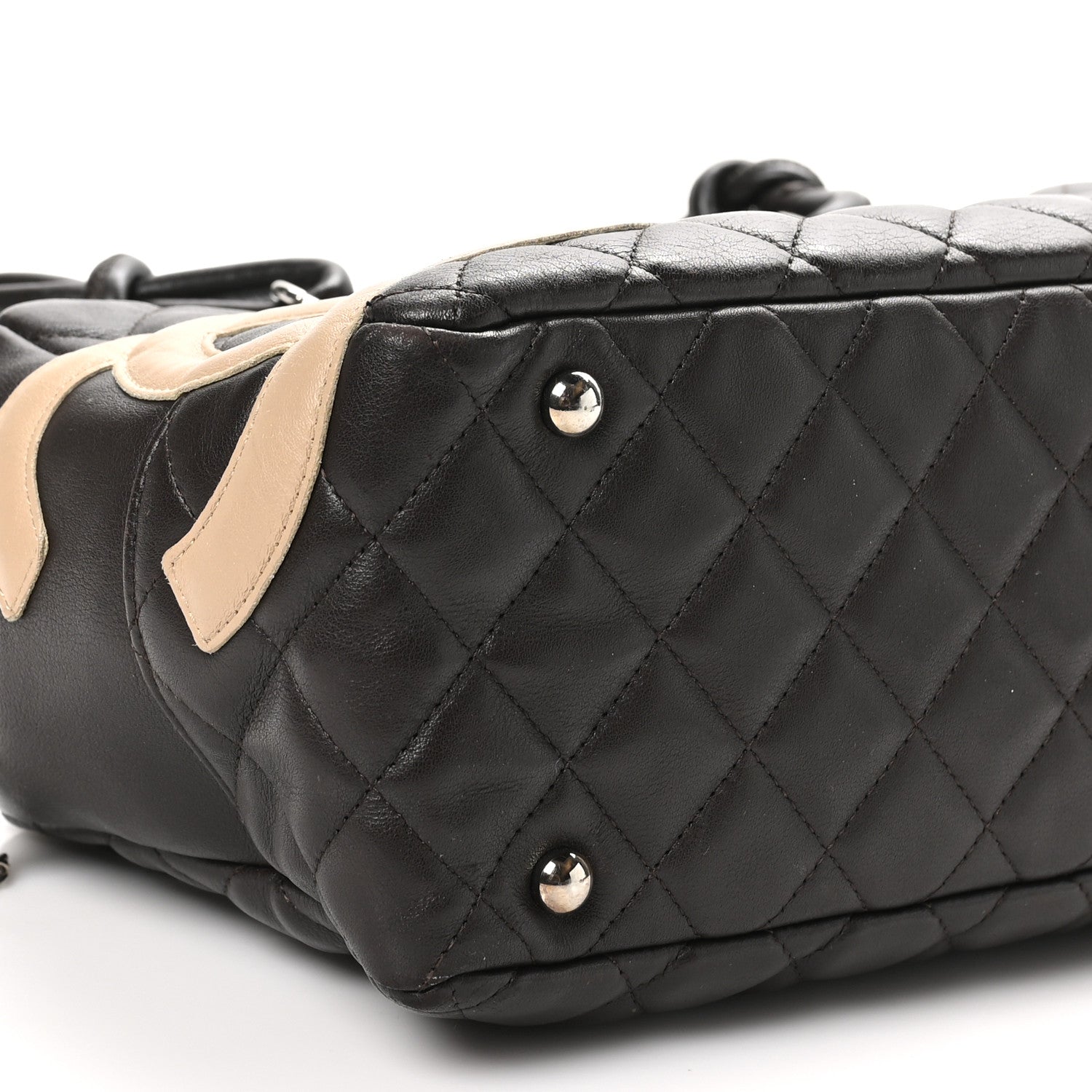 Chanel Calfskin Quilted Cambon Large Bowler Brown Beige 9 of 10