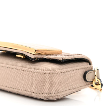 Fendi Canvas Vitello King FF Embroidered Nano Maxi Buckle Baguette Charm Nuvola 8 of 8