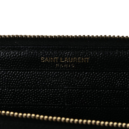 Saint Laurent Grain De Poudre Matelasse Chevron Monogram Zip Around Wallet Black 5 of 8