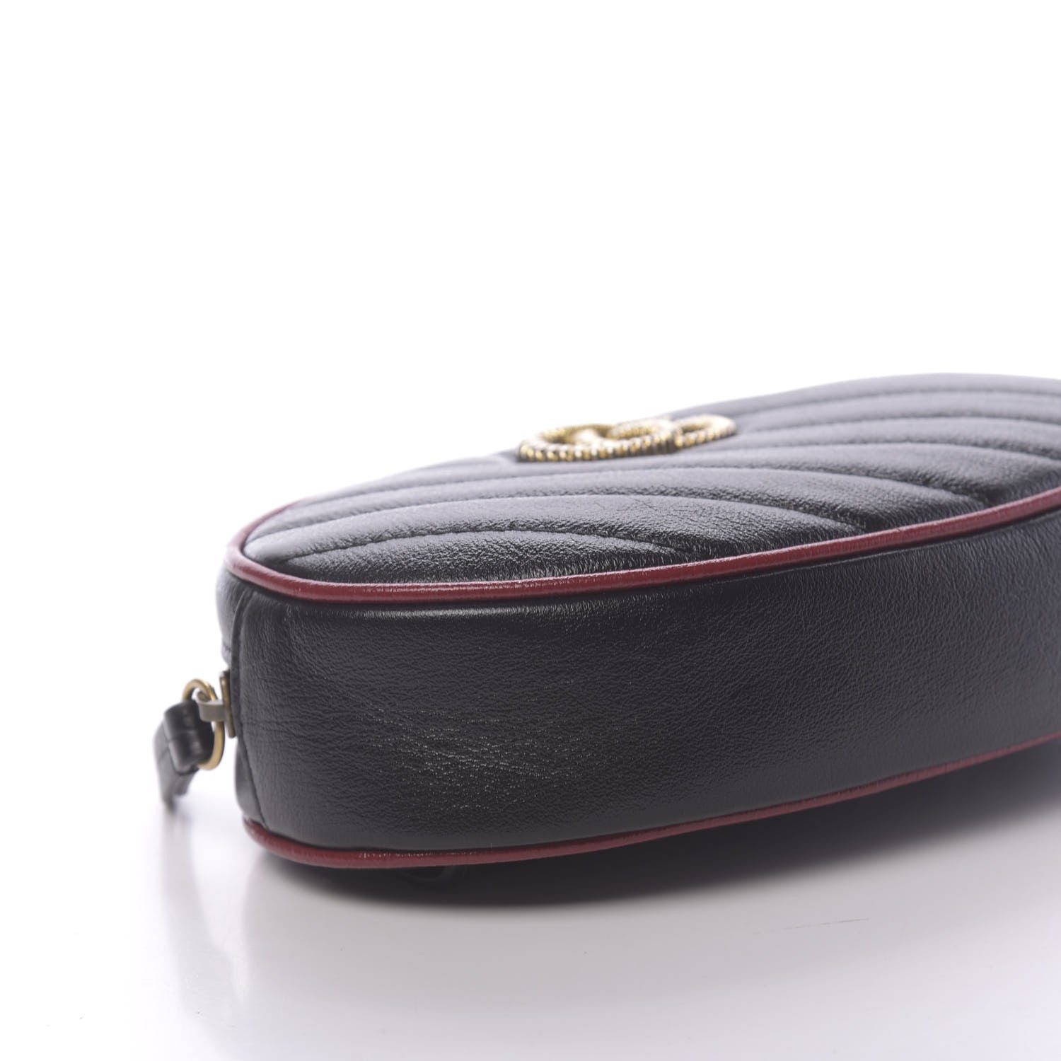 Gucci Azalea Calfskin Matelasse Diagonal Torchon GG Marmont Belt Bag 95 38 Black Romantic Cerise 8 of 10