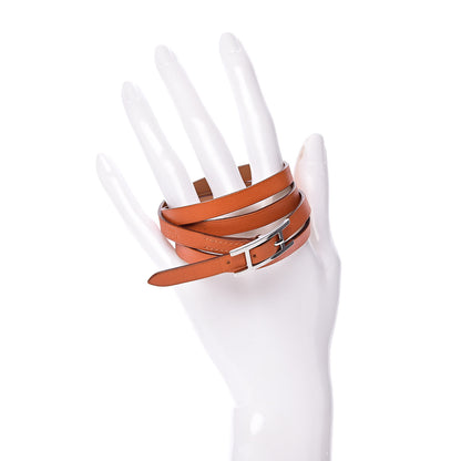 Hermes Tadelakt Hapi 3 MM Triple Tour Bracelet L Orange 2 of 8