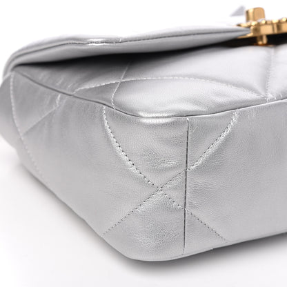 Chanel Metallic Goatskin Quilted Medium 19 Flap Silver 9 of 11