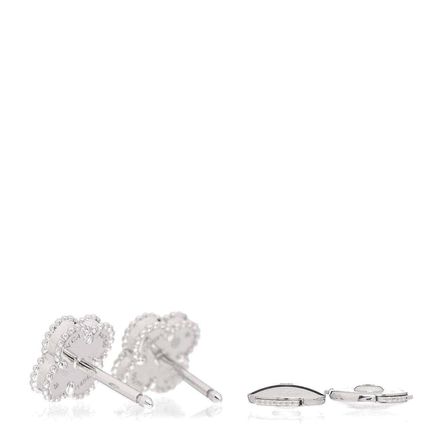 Van Cleef & Arpels 18K White Gold Turquoise Sweet Alhambra Earrings 3 of 5
