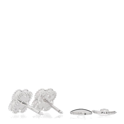 Van Cleef & Arpels 18K White Gold Turquoise Sweet Alhambra Earrings 3 of 5
