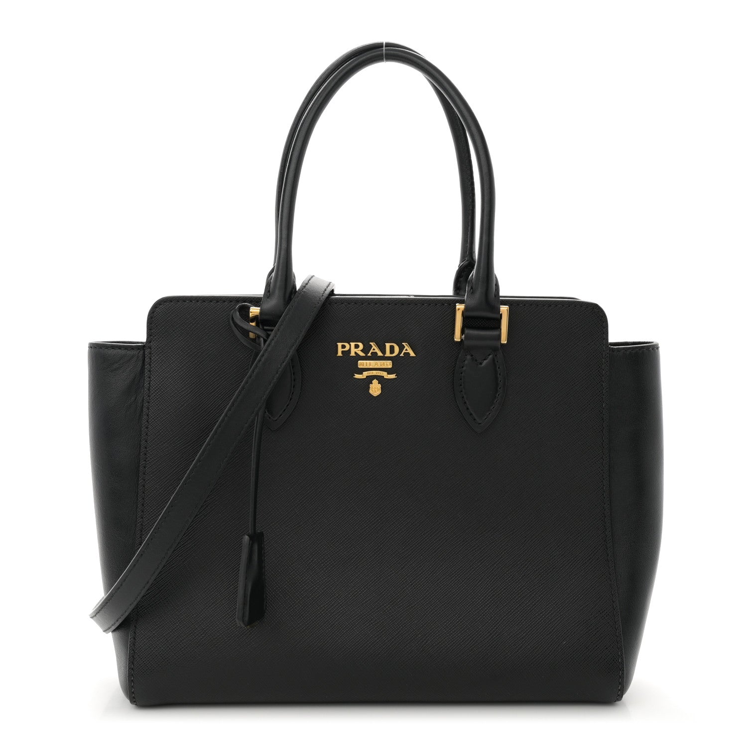 Prada Saffiano Soft Calfskin Small Zippered Tote Black 1 of 11