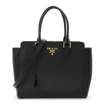 Prada Saffiano Soft Calfskin Small Zippered Tote Black 1 of 11