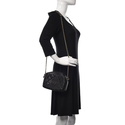 Chanel Lambskin Quilted Small Diamond CC Camera Case Black 2 of 11