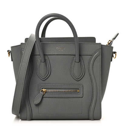 Celine Drummed Calfskin Nano Luggage Kohl 1 of 9
