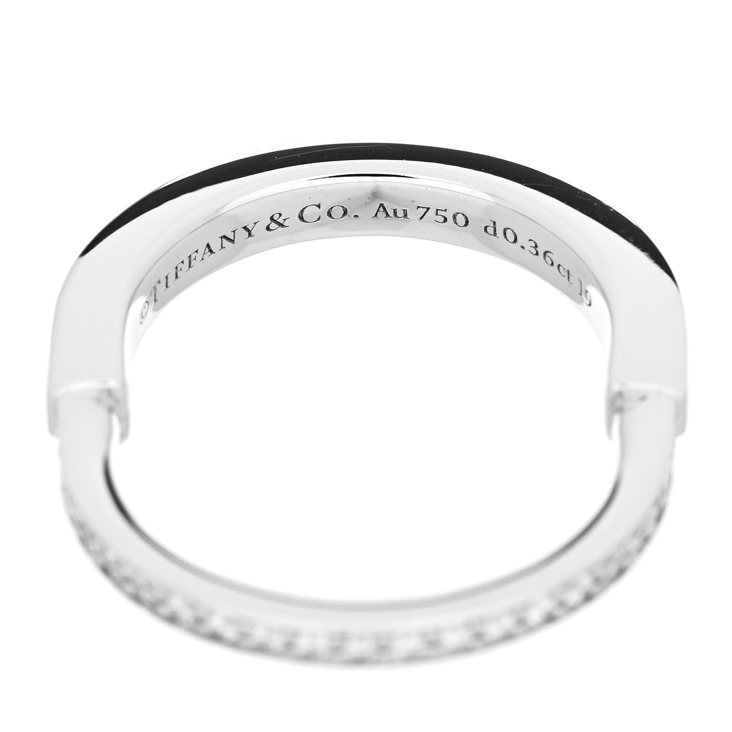 18K White Gold Diamond Lock Pave Ring 53 6.5