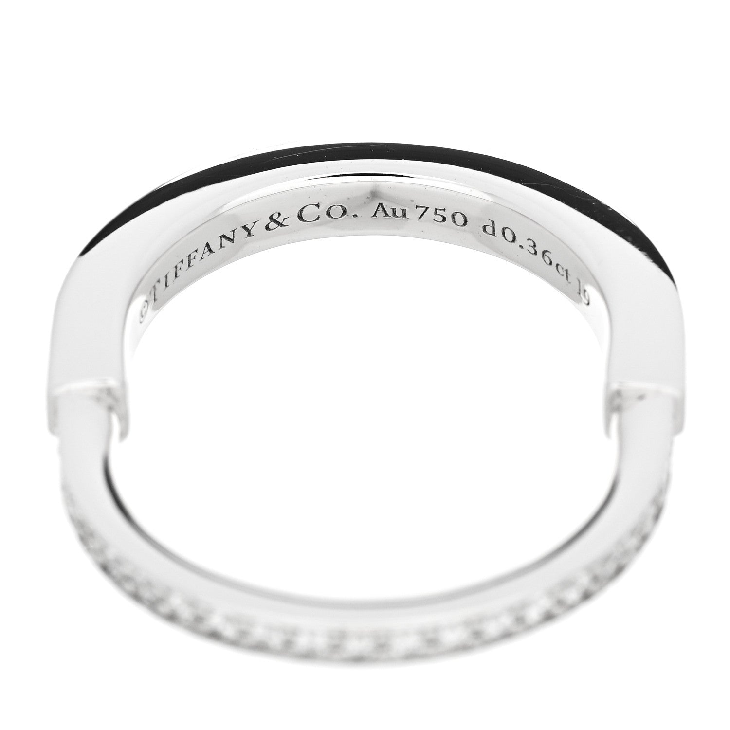 Tiffany 18K White Gold Diamond Lock Pave Ring 53 6.5 4 of 5