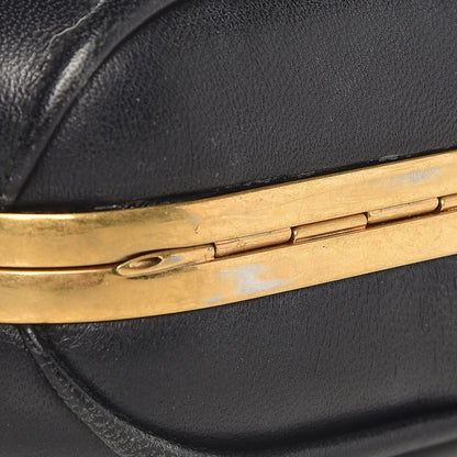 Alexander McQueen Lambskin Pleated Skull Box Clutch Black 5 of 10