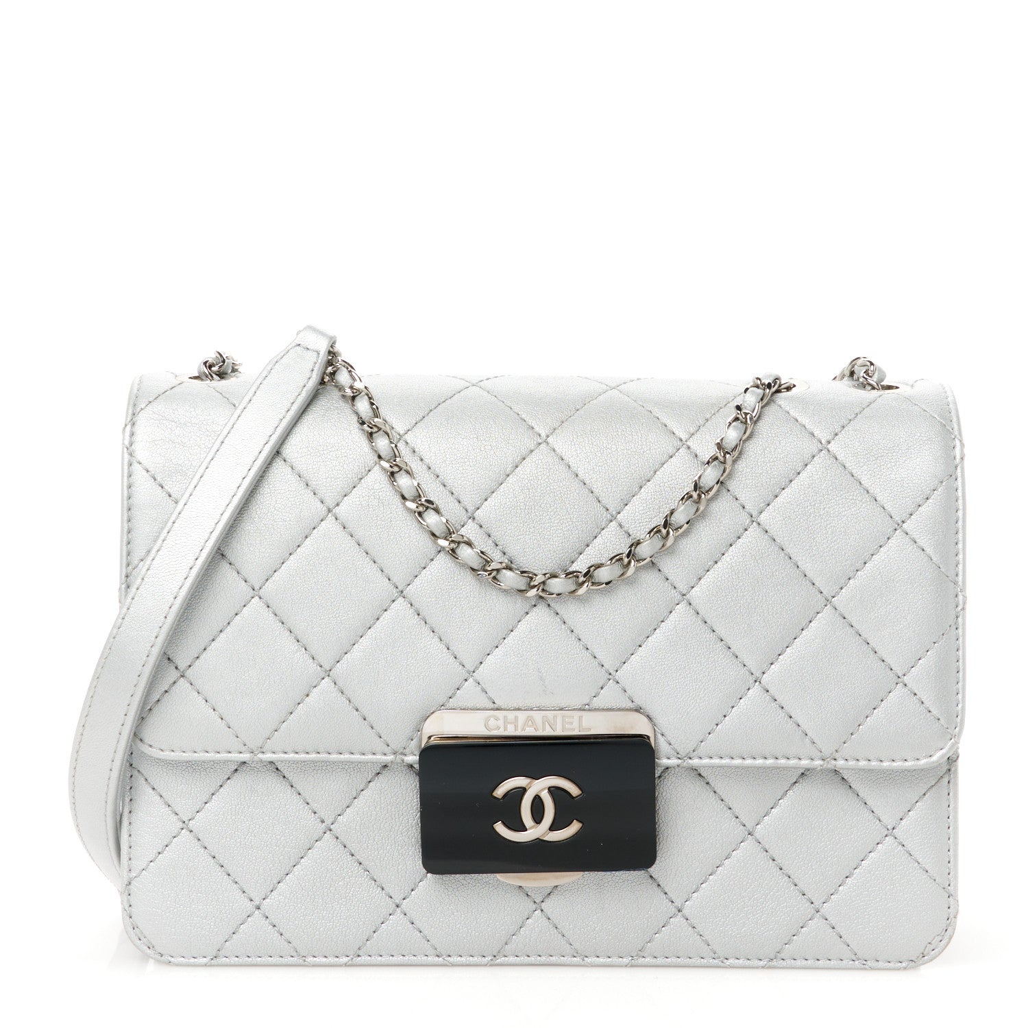 Chanel Metallic Sheepskin Quilted Beauty Lock Flap Silver 1 of 11