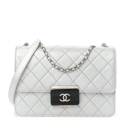 Chanel Metallic Sheepskin Quilted Beauty Lock Flap Silver 1 of 11