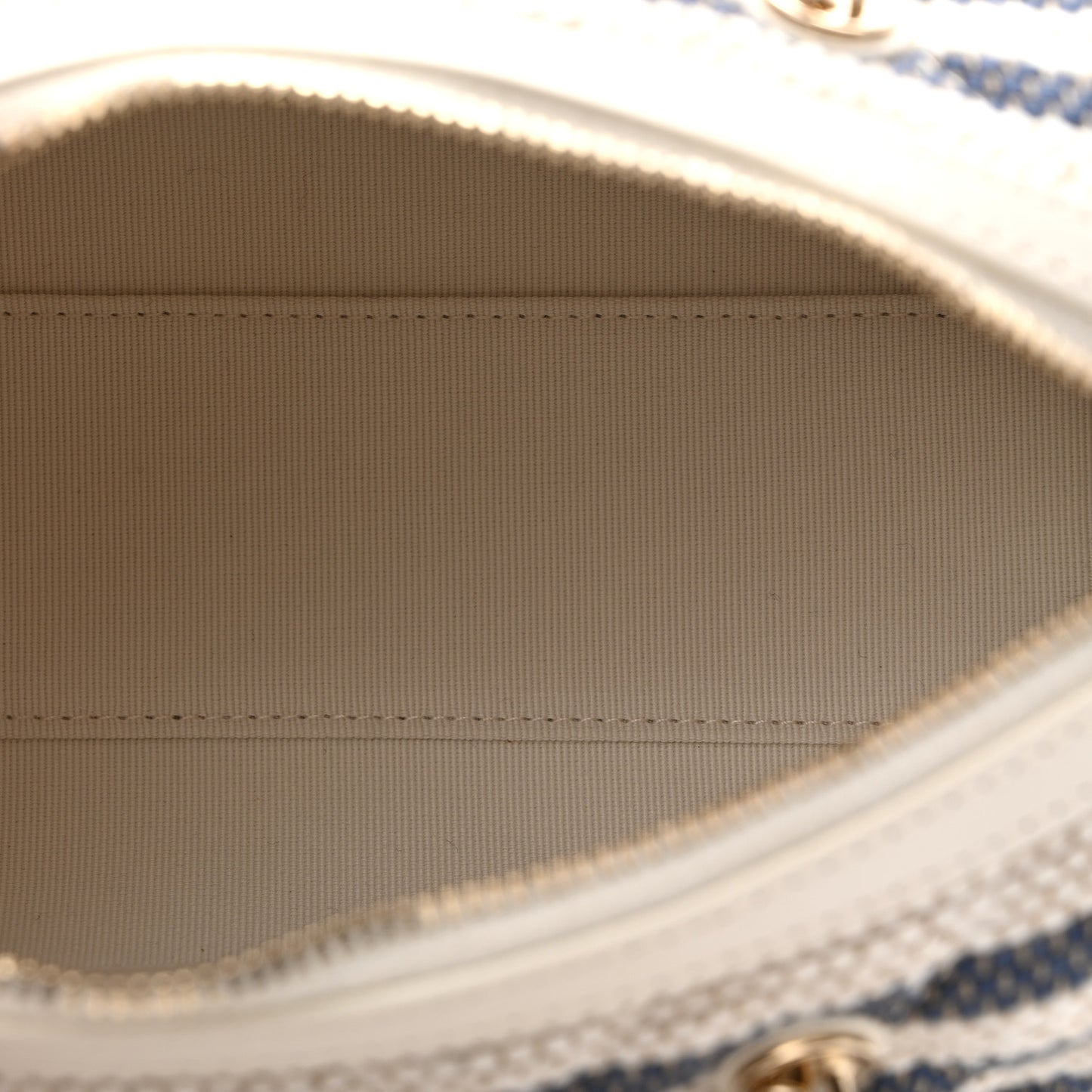 Printed Fabric Clutch With Chain Light Beige Dark Blue