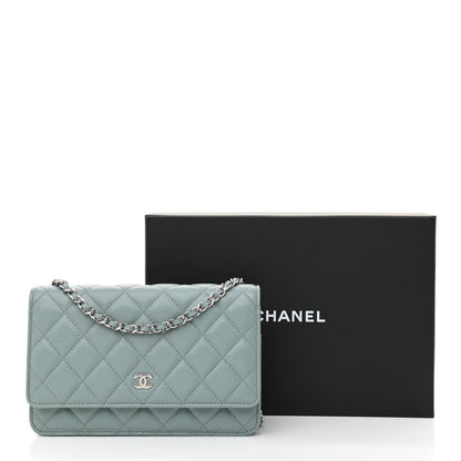 Chanel Caviar Quilted Wallet On Chain WOC Light Blue 12 of 12