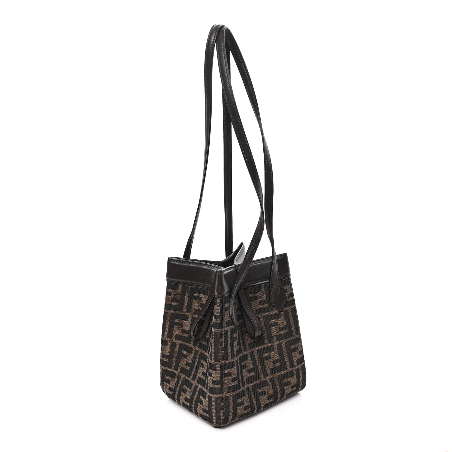 Fendi Fabric Jacquard Vitello Grace FF 1974 Mini Fendi Origami Tobacco Moro Ebano 3 of 9