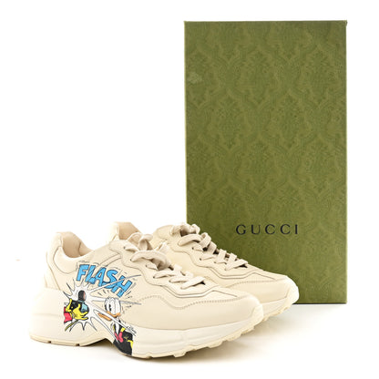 Gucci X DISNEY Calfskin Donald Duck Rhyton Sneakers 38 Ivory 11 of 11
