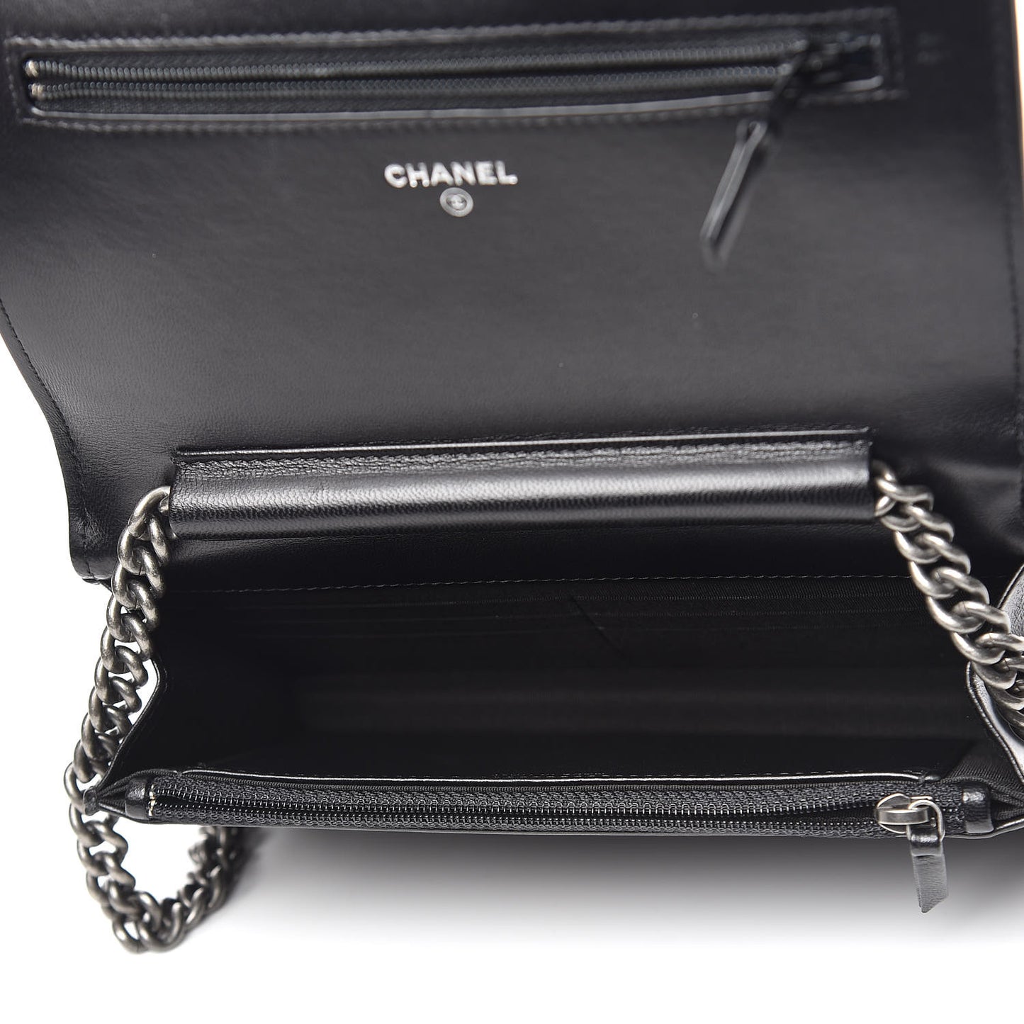 Lambskin Quilted Boy Wallet On Chain WOC Black