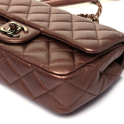 Chanel Iridescent Goatskin Quilted Small CC Eyelet Flap Copper 9 of 9